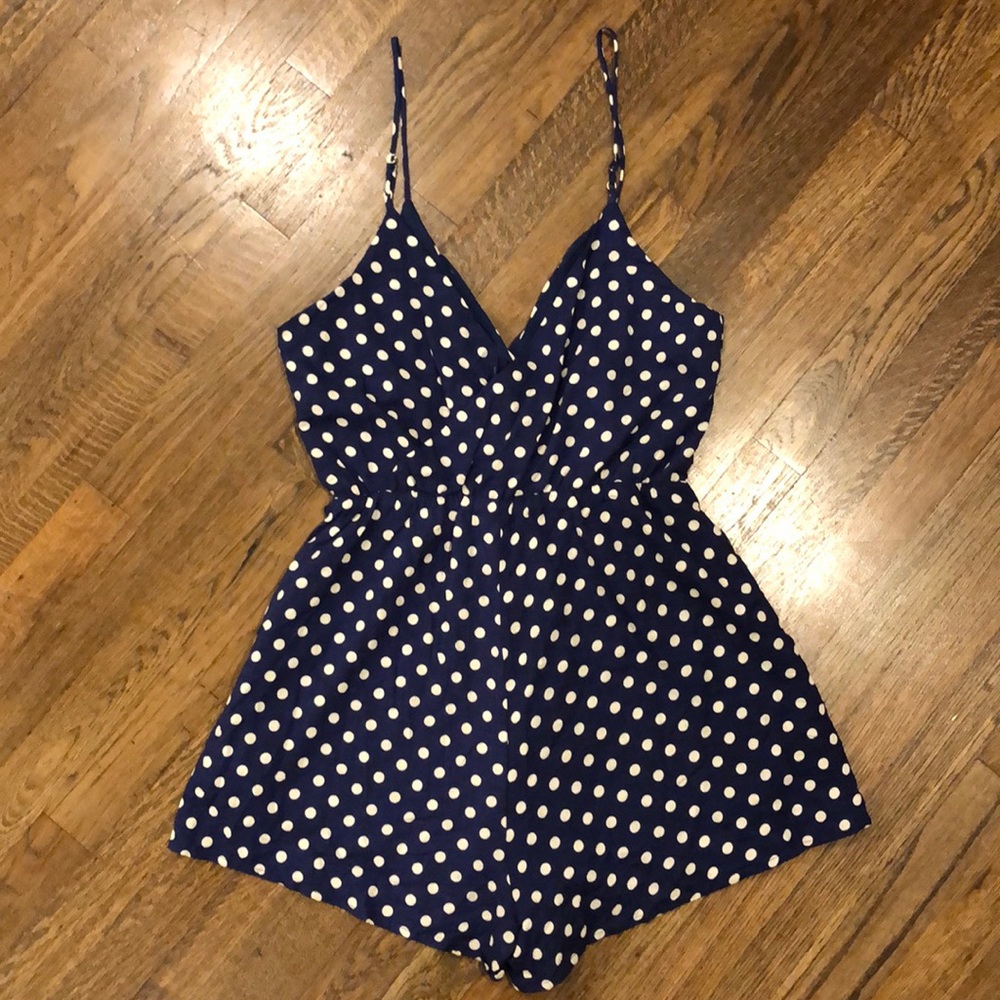 Le Lis Navy Polka Dot Romper